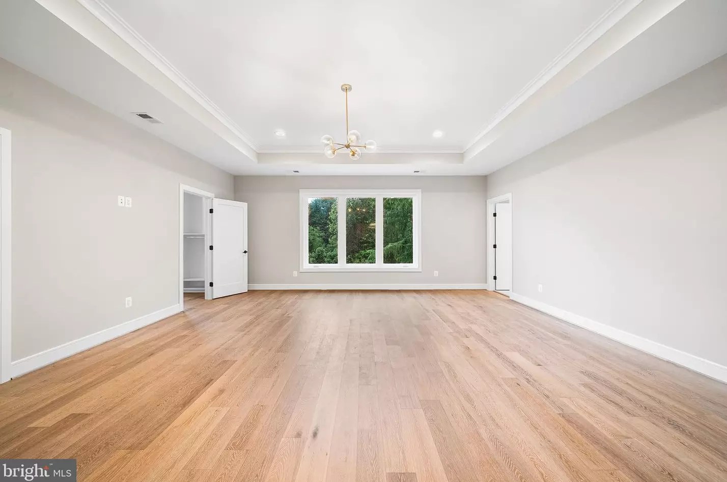Bedroom with tray ceiling and en-suite access